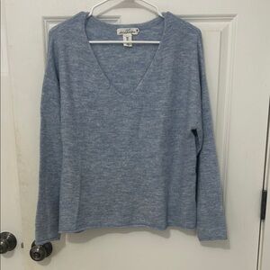 LOGG V-Neck knit Sweater size small blue wool blend soft long sleeve sweater H&M